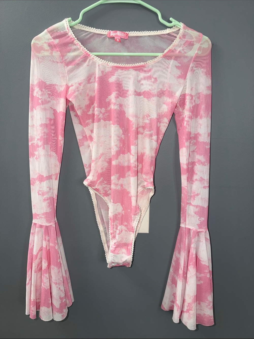 NWOT Sugar Thrillz, Dolls Kill Bliss Vision Pink Cloud Bodysuit, Sz S, Fairycore - Picture 4 of 12
